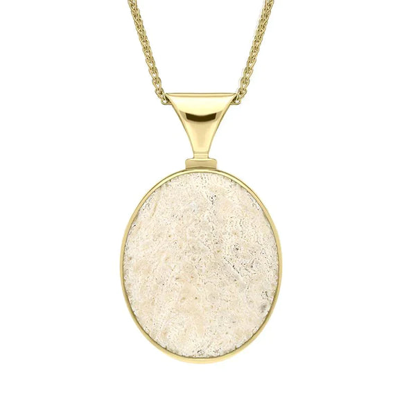 00111162 9ct Yellow Gold Coquina Larimar Meduim Heavy Double Sided Necklace, P147.