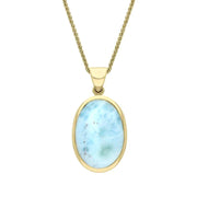 00111164 9ct Yellow Gold Coquina Larimar Small Double Sided Necklace, P832.