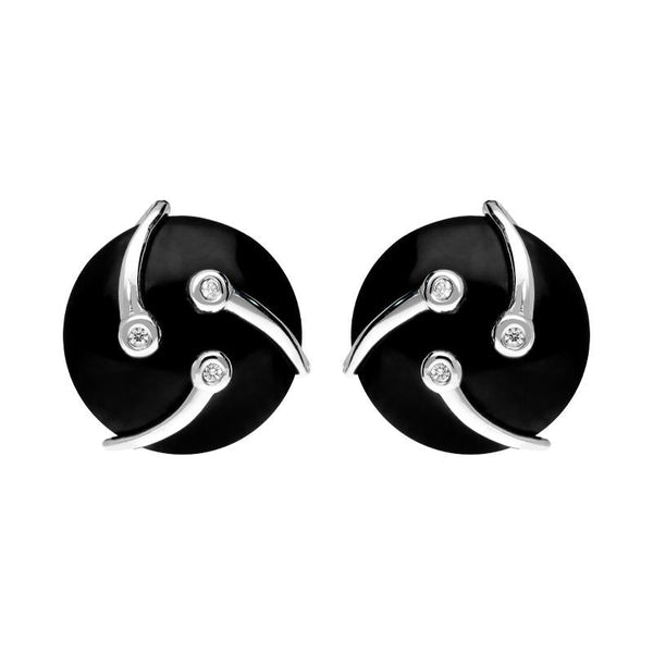 Platinum Diamond and Whitby Jet Shooting Stars Earrings