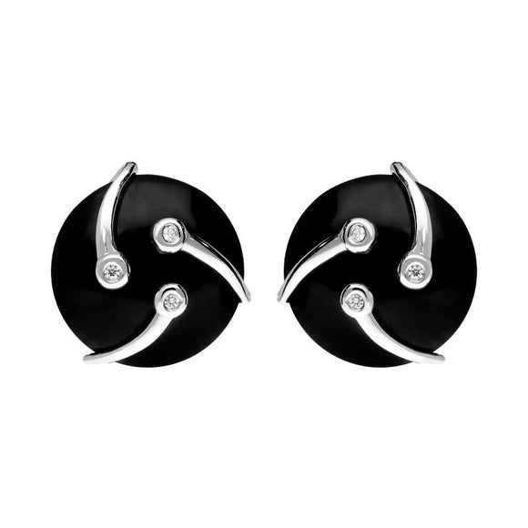 Platinum Diamond and Whitby Jet Shooting Stars Earrings