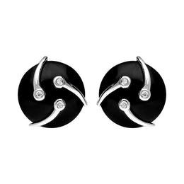 Platinum Diamond and Whitby Jet Shooting Stars Earrings