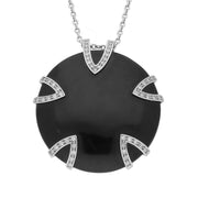 Platinum  0.59ct Diamond and Whitby Jet Five V Disc Large Necklace P1688C