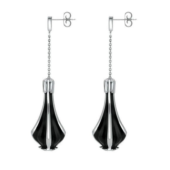 Platinum Whitby Jet 0.22ct Diamond Cabaret Drop Earrings, E1688.