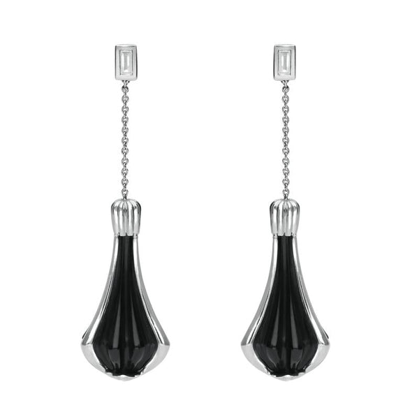Platinum Whitby Jet 0.22ct Diamond Cabaret Drop Earrings, E1688.