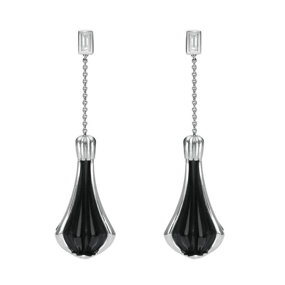 Platinum Whitby Jet 0.22ct Diamond Cabaret Drop Earrings, E1688.