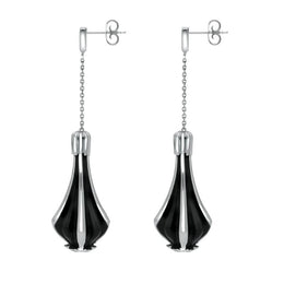 Platinum Whitby Jet 0.22ct Diamond Cabaret Drop Earrings, E1688.