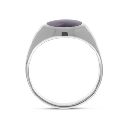 Sterling Silver Blue John Medium Oval Signet Ring