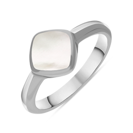 Sterling Silver Mother of Pearl Cushion Ring, R406.