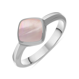 Sterling Silver Pink Mother of Pearl Cushion Ring, R406.