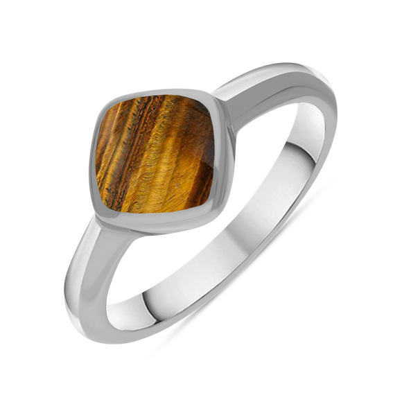 Sterling Silver Tigers Eye Cushion Ring, R406