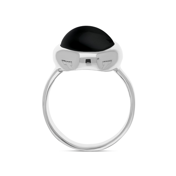 Sterling Silver Whitby Jet Long Oval Statement Ring, R834.