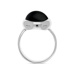 Sterling Silver Whitby Jet Long Oval Statement Ring, R834.