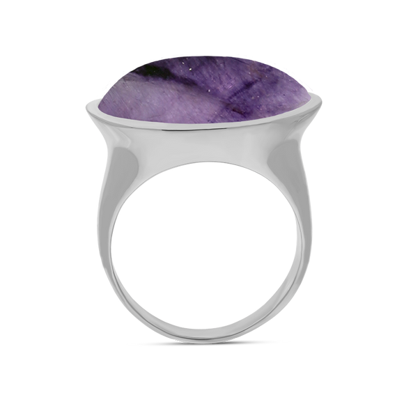 Sterling Silver Blue John Oval Statement Ring, R838.