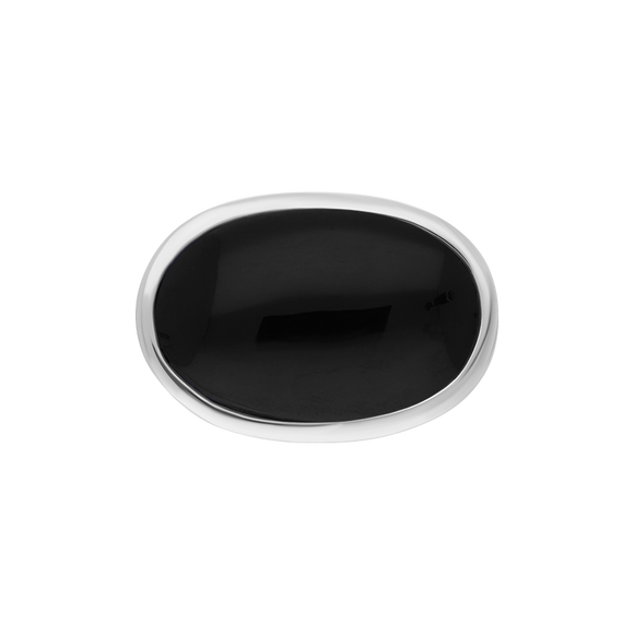Sterling Silver Whitby Jet Wide Oval Chunky Ring, R840