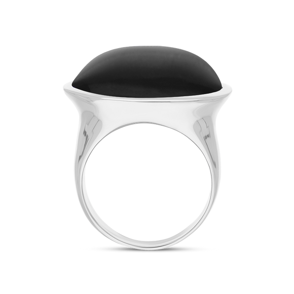 Sterling Silver Whitby Jet Wide Oval Chunky Ring, R840.
