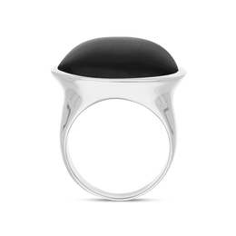 Sterling Silver Whitby Jet Wide Oval Chunky Ring, R840.