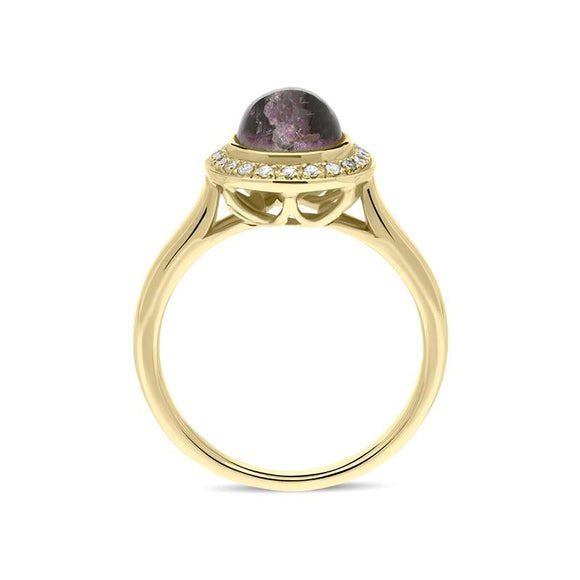 00001530 18ct Yellow Gold Blue John 0.13ct Diamond Pear Shaped Ring, R591.