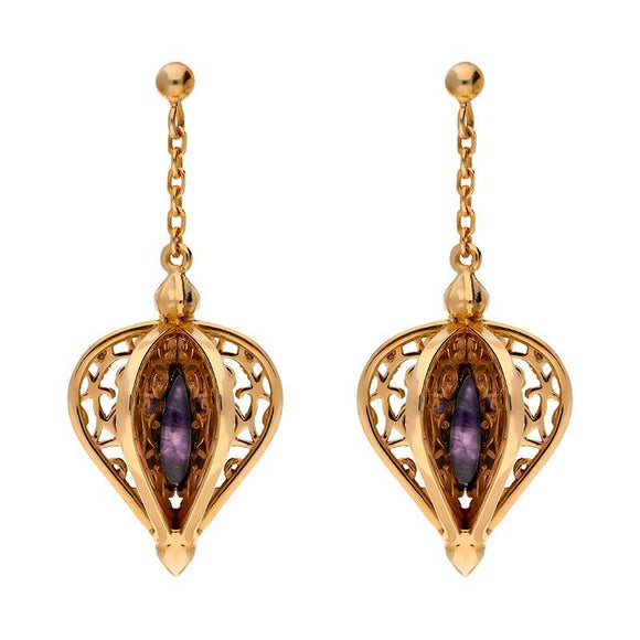 Rose Gold Vermeil Blue John Flore Filigree Drop Earrings E1781