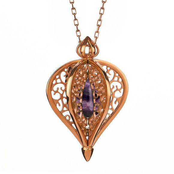 Rose Gold Vermeil Blue John Flore Filigree Small Necklace P2338C