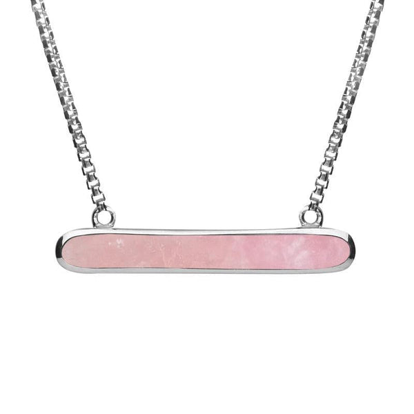 Sterling Silver Whitby Jet Lineaire Oval Necklace, N1001.