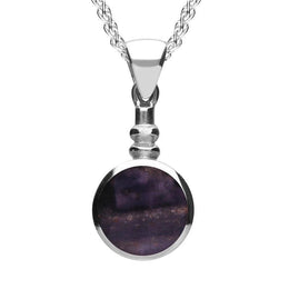 Sterling Silver Blue John Bottle Top Necklace. P010.