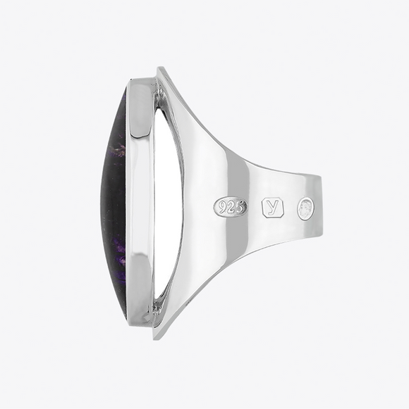 Silver Blue John King's Coronation Hallmark Large Oval Ring  R013 CFH