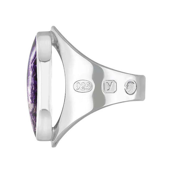 Silver Blue John King's Coronation Hallmark Medium Oval Ring R012 CFH\