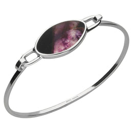 Sterling Silver Blue John Oval Slim Bangle. B018.