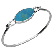 Sterling Silver Turquoise Oval Slim Bangle. B018.