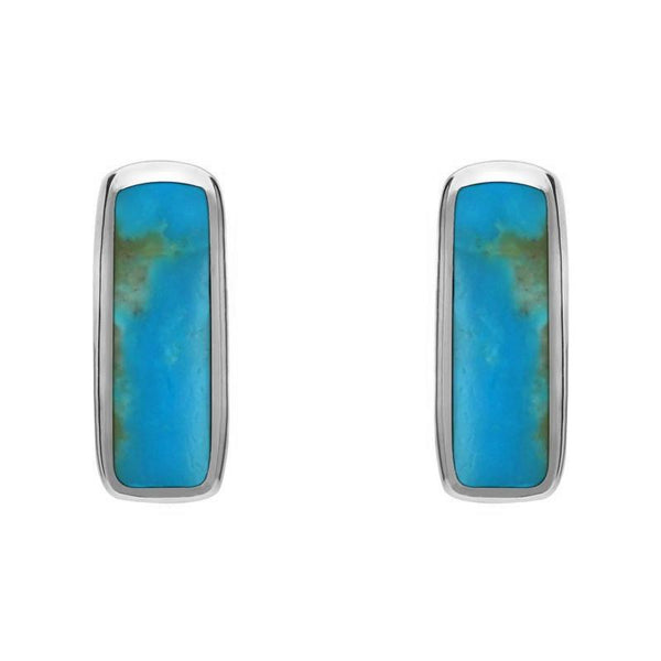Sterling Silver Turquoise Oblong Petite Stud Earrings, E284.