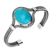 Sterling Silver Turquoise Oval Foxtail Bangle B1013