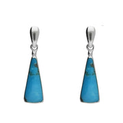Silver Turquoise Triangle Drop Earrings E145