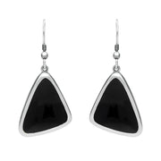 Sterling Silver Whitby Jet Abstract Triangle Hook Drop Earrings