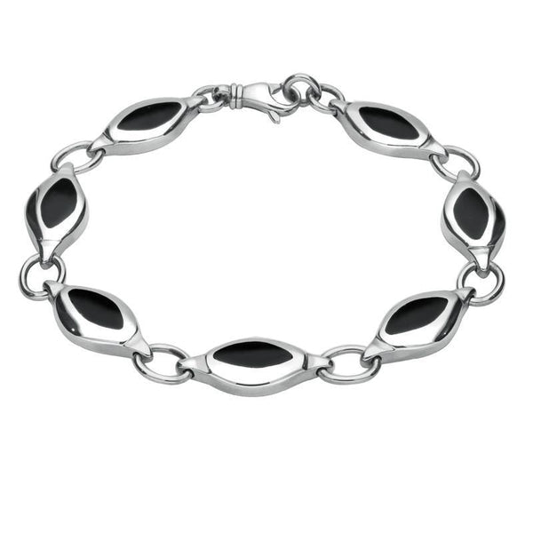 Sterling Silver Whitby Jet Heritage Freeform Bracelet B254