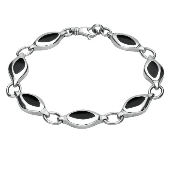 Sterling Silver Whitby Jet Heritage Freeform Bracelet B254
