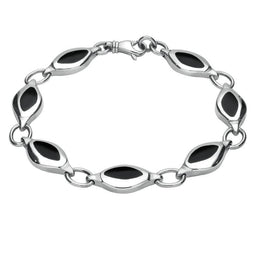 Sterling Silver Whitby Jet Heritage Freeform Bracelet B254