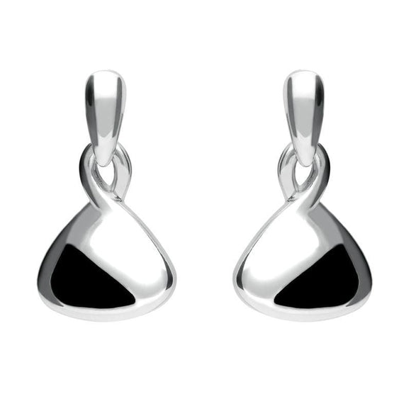 Sterling Silver Whitby Jet Freeform Drop Earrings E344
