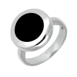 Silver Whitby Jet Modern Framed Round Ring R498