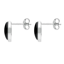 Sterling Silver Whitby Jet Oval Part Set Stud Earrings E2090 side