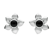 Sterling Silver Whitby Jet Petal Stud Earrings E028