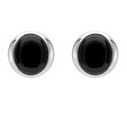 Silver Whitby Jet Small Oval Wave Stud Earrings E1792