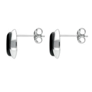 Silver Whitby Jet Small Oval Wave Stud Earrings E1792