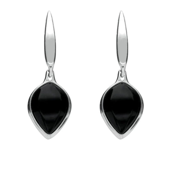 Silver Whitby Jet Tear Drop Earrings E2132