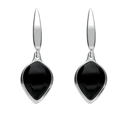 Silver Whitby Jet Tear Drop Earrings E2132