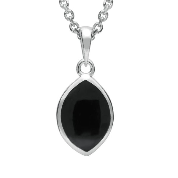Sterling Silver Whitby Jet Tear Shape Necklace P2600
