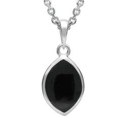 Sterling Silver Whitby Jet Tear Shape Necklace P2600