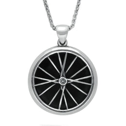 Silver Whitby Jet Tour De Yorkshire Large Bike Wheel Necklace P2518