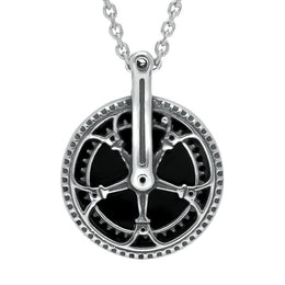 Silver Whitby Jet Tour De Yorkshire Large Chain Wheel Necklace P2516