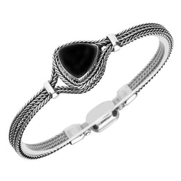 Silver Whitby Jet Triangular Foxtail Bracelet B962