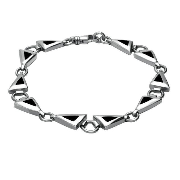 Sterling Silver Whitby Jet Triangular Freeform Bracelet B256